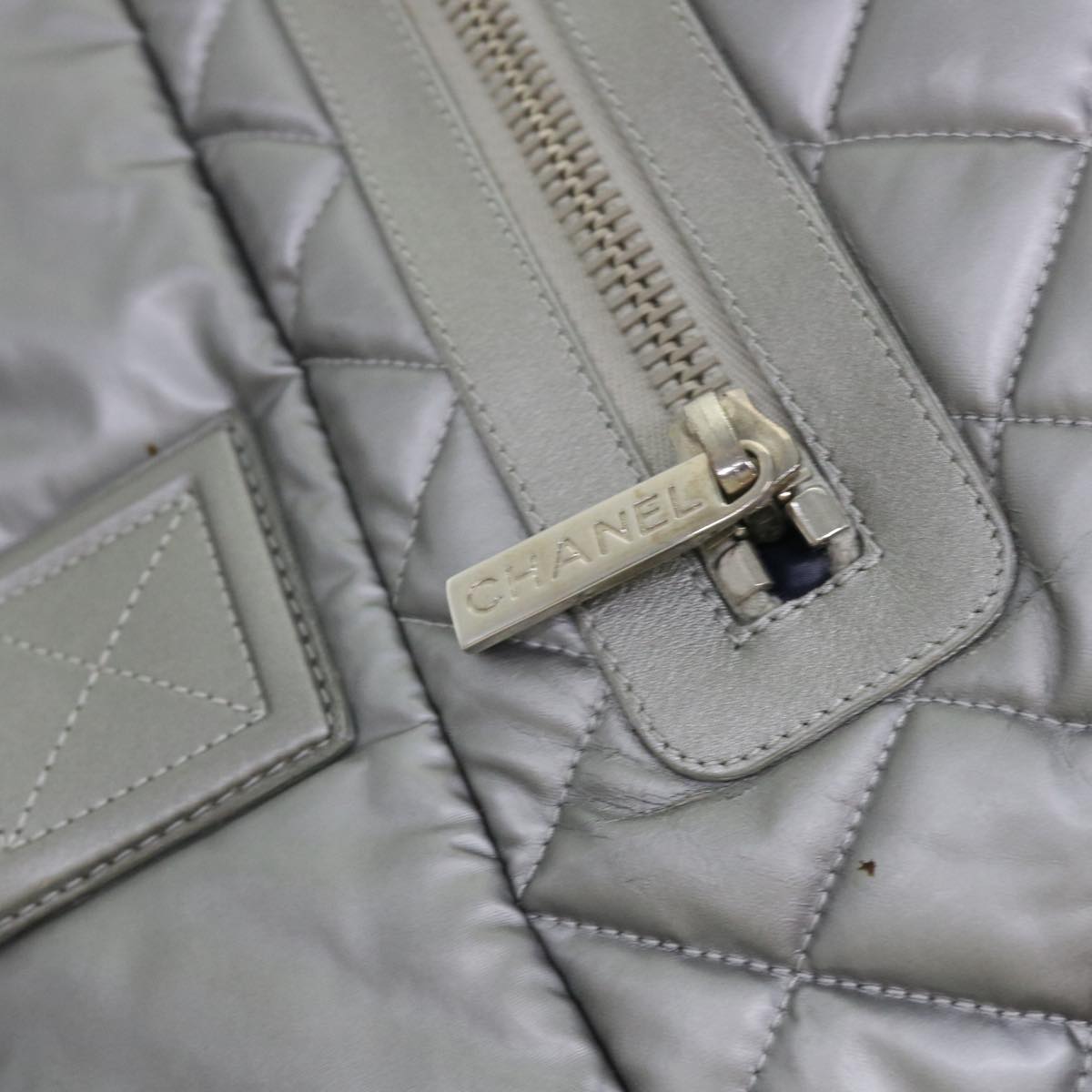 Top Quality Chanel Cococoon Hand Bag Nylon Silver CC Auth bs7271
