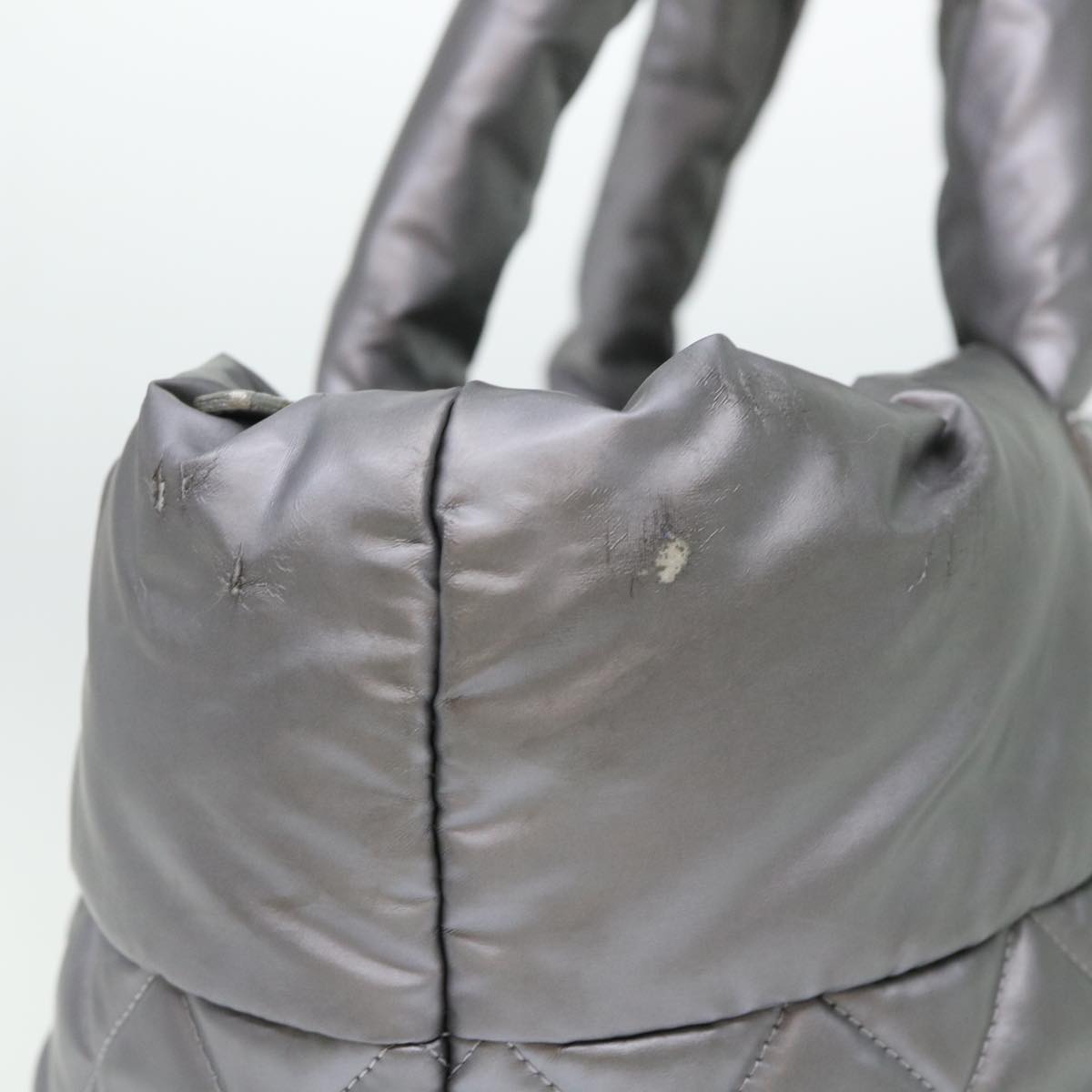Top Quality Chanel Cococoon Hand Bag Nylon Silver CC Auth bs7271