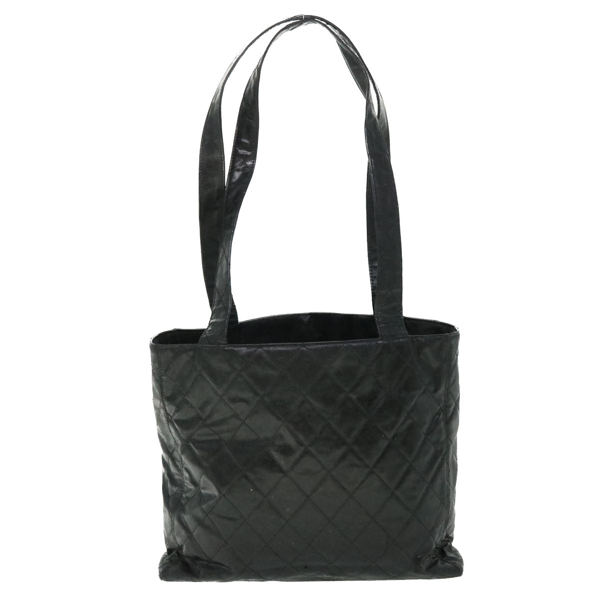 CHANEL Matelasse Shoulder Bag Patent leather Black CC Auth bs7586