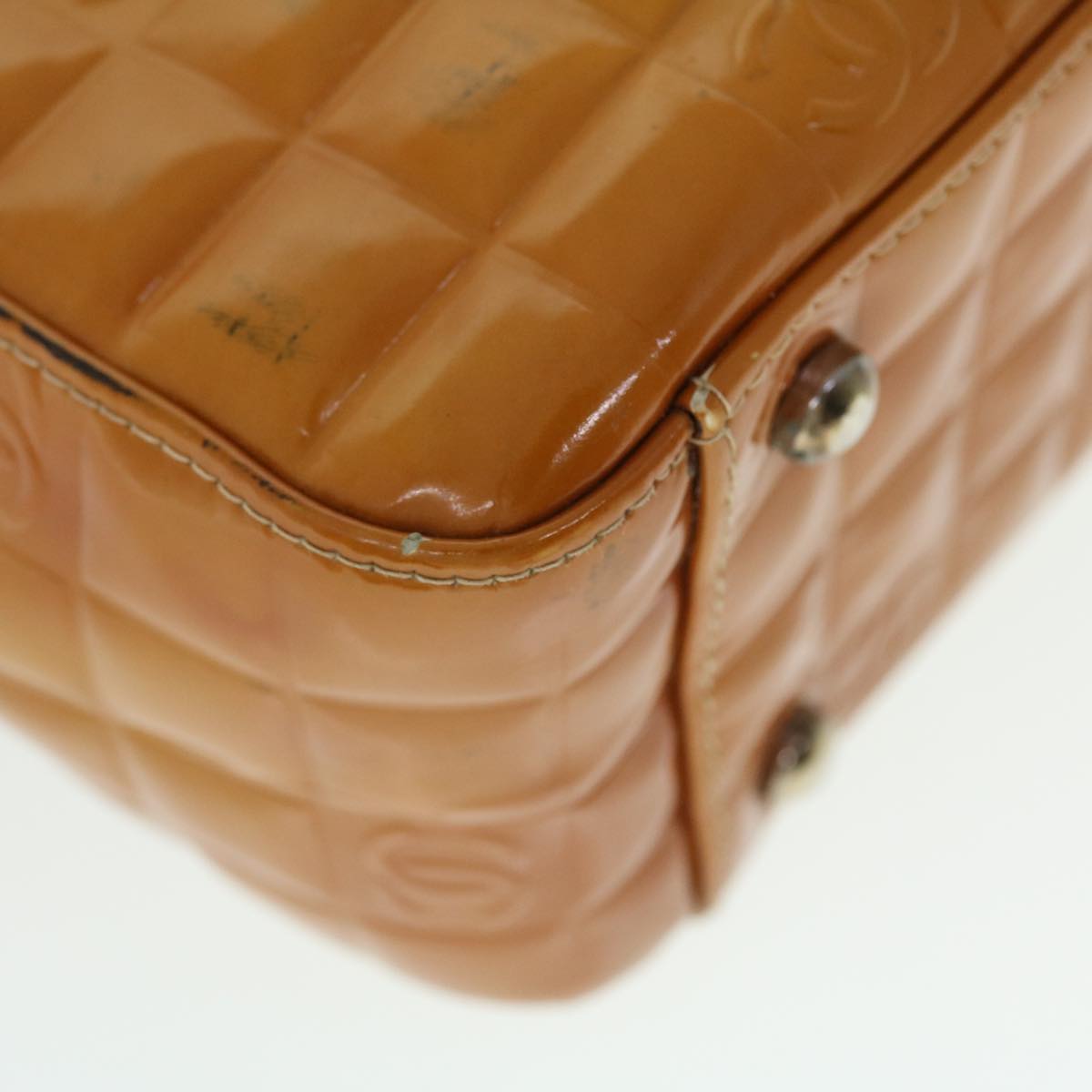 Top Quality Chanel Hand Bag Patent leather Yellow CC Auth bs7609