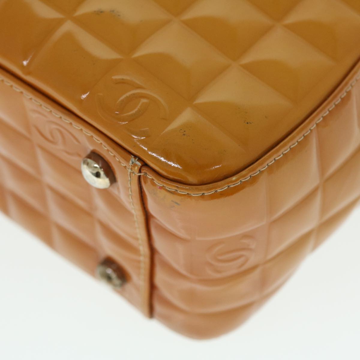 Top Quality Chanel Hand Bag Patent leather Yellow CC Auth bs7609