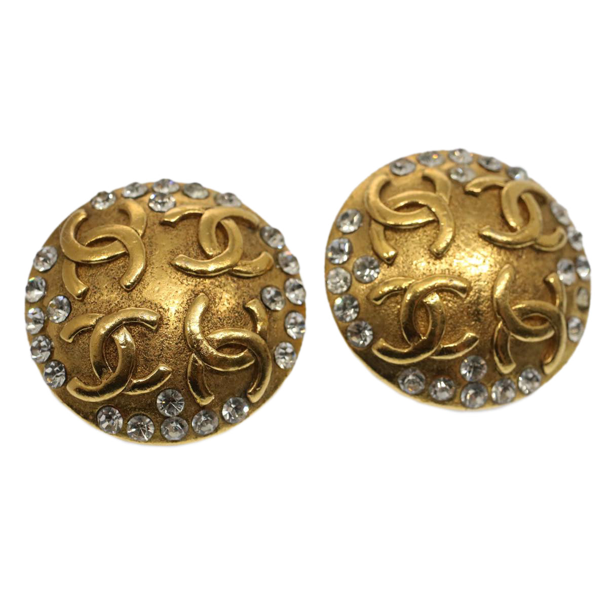 Top Quality Chanel Earring Gold Tone CC Auth bs7942