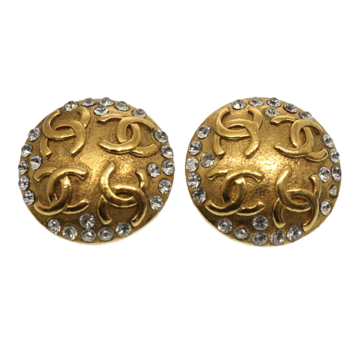 Top Quality Chanel Earring Gold Tone CC Auth bs7942