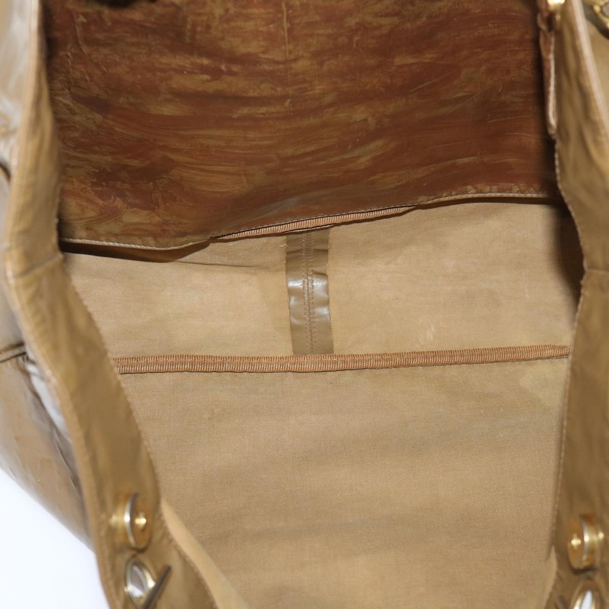 CHANEL Shoulder Bag Patent leather Brown CC Auth bs7959