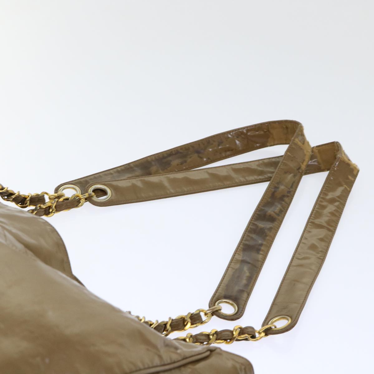 CHANEL Shoulder Bag Patent leather Brown CC Auth bs7959