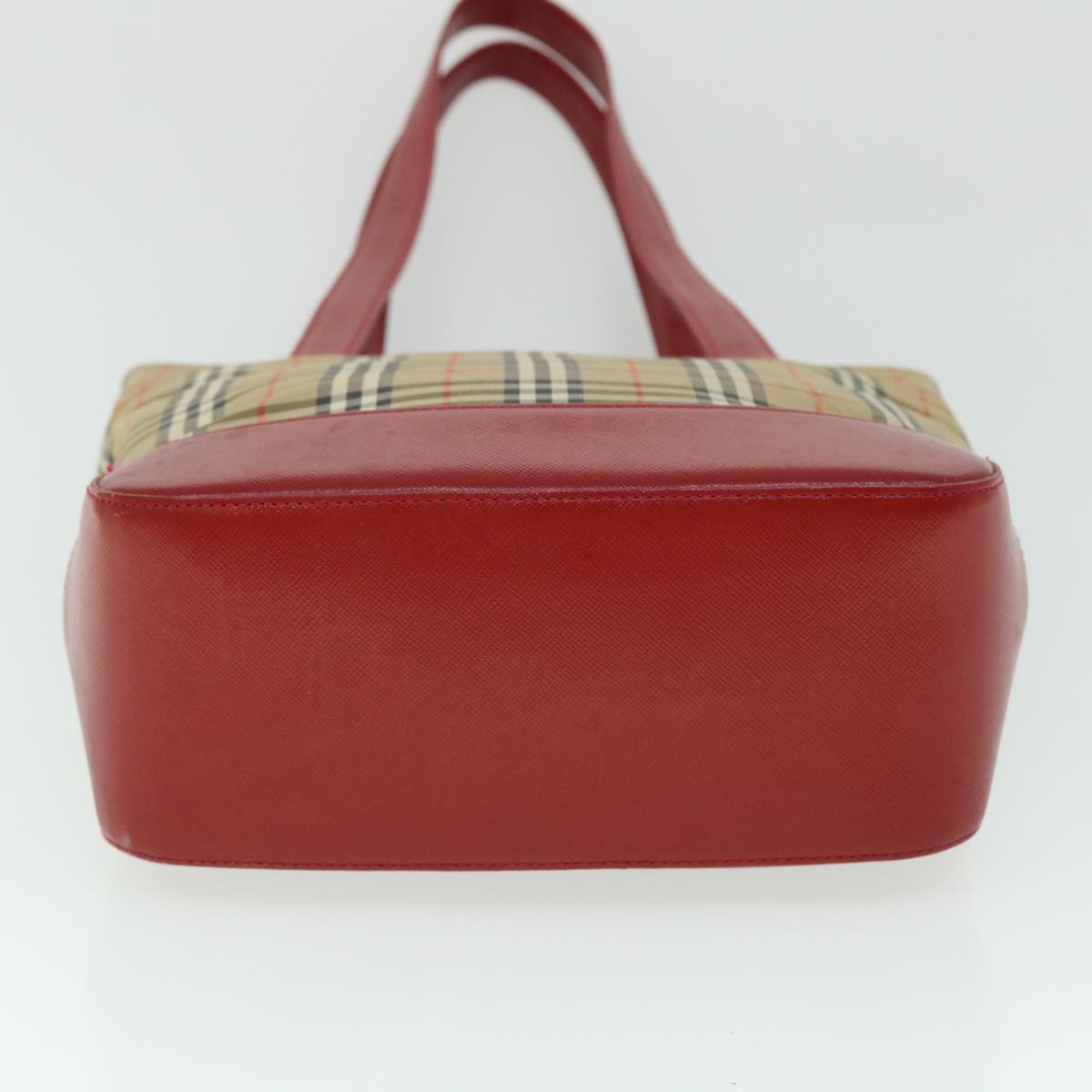 BURBERRY Nova Check Tote Bag Canvas Leather Red Beige black Auth bs8128