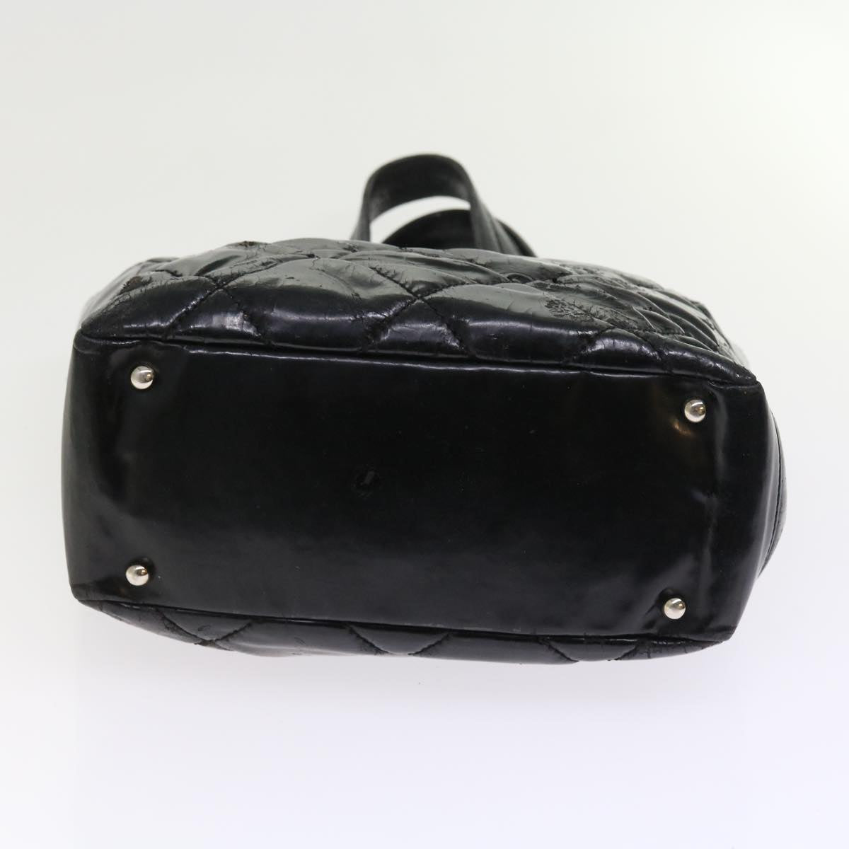 Top Quality Chanel Paris Biarritz Hand Bag Patent leather Black CC Auth bs8268