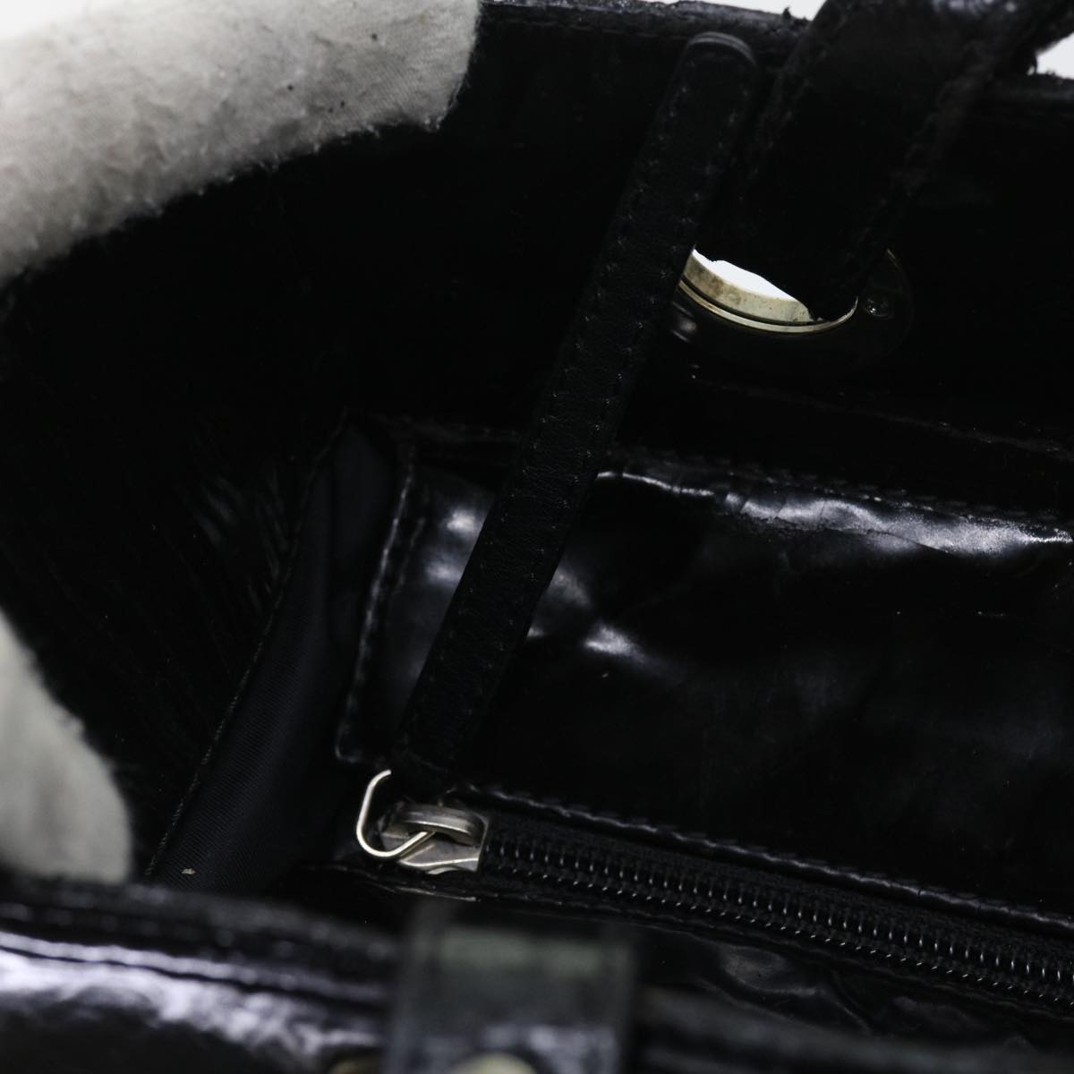 Top Quality Chanel Paris Biarritz Hand Bag Patent leather Black CC Auth bs8268