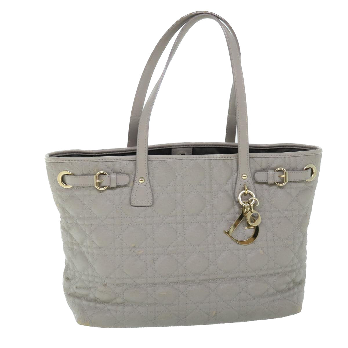 CHRISTIAN DIOR Canage Shoulder Bag Coated Canvas Gray Auth bs8361