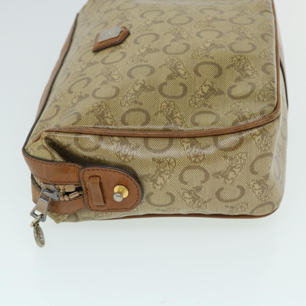 CHRISTIAN DIOR C Macadam Canvas Clutch Bag Coated Canvas Beige Auth bs8432