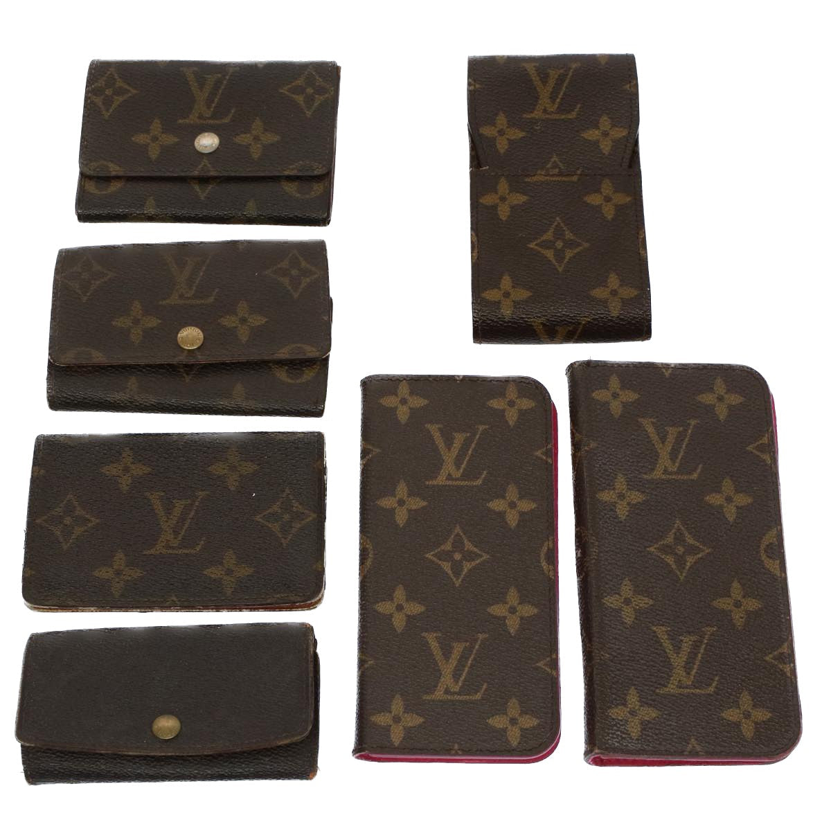LOUIS VUITTON Monogram iPhone Card Case Cigarette Case Key Case 7Set Auth bs8516