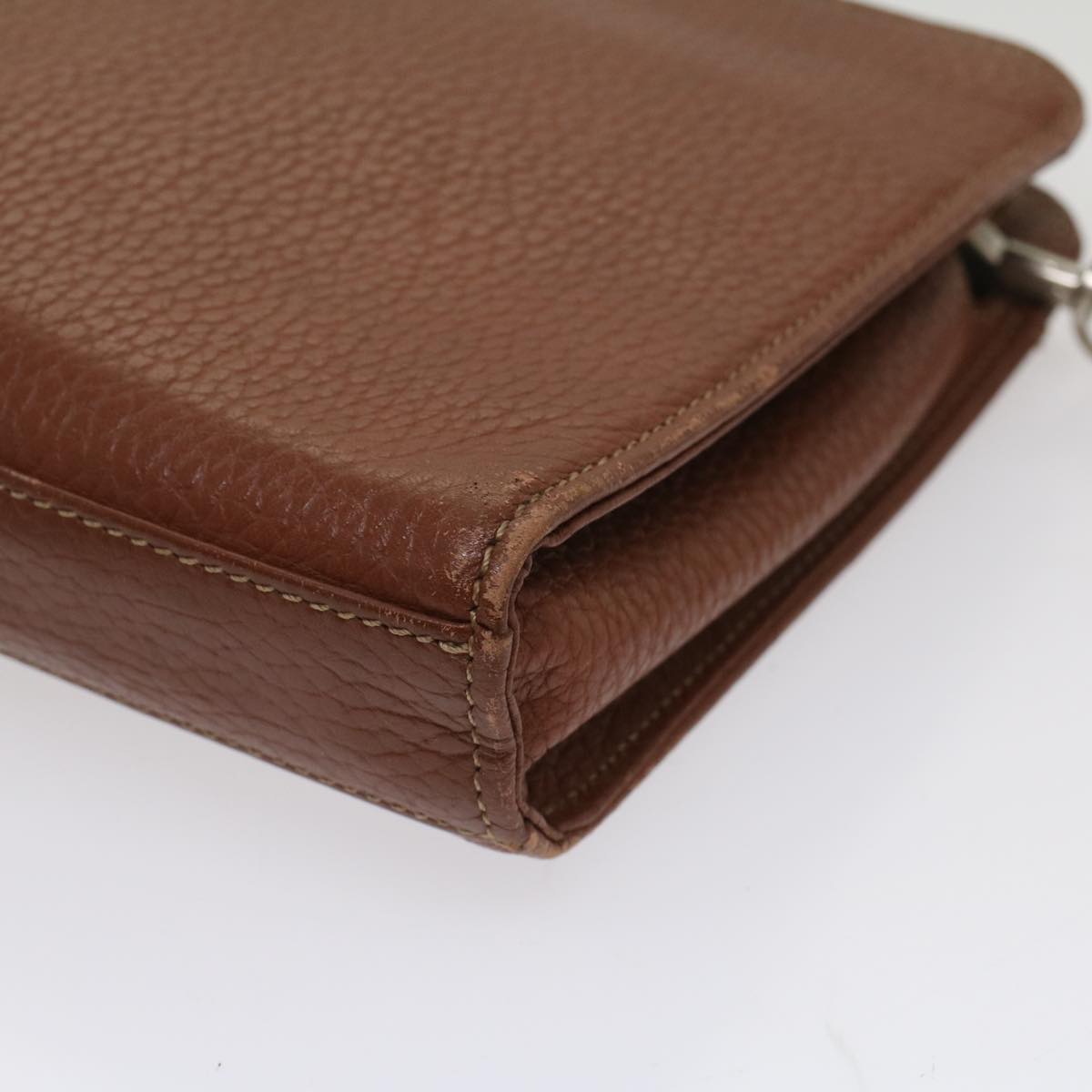 BURBERRYSs Clutch Bag Leather Brown Auth bs8539