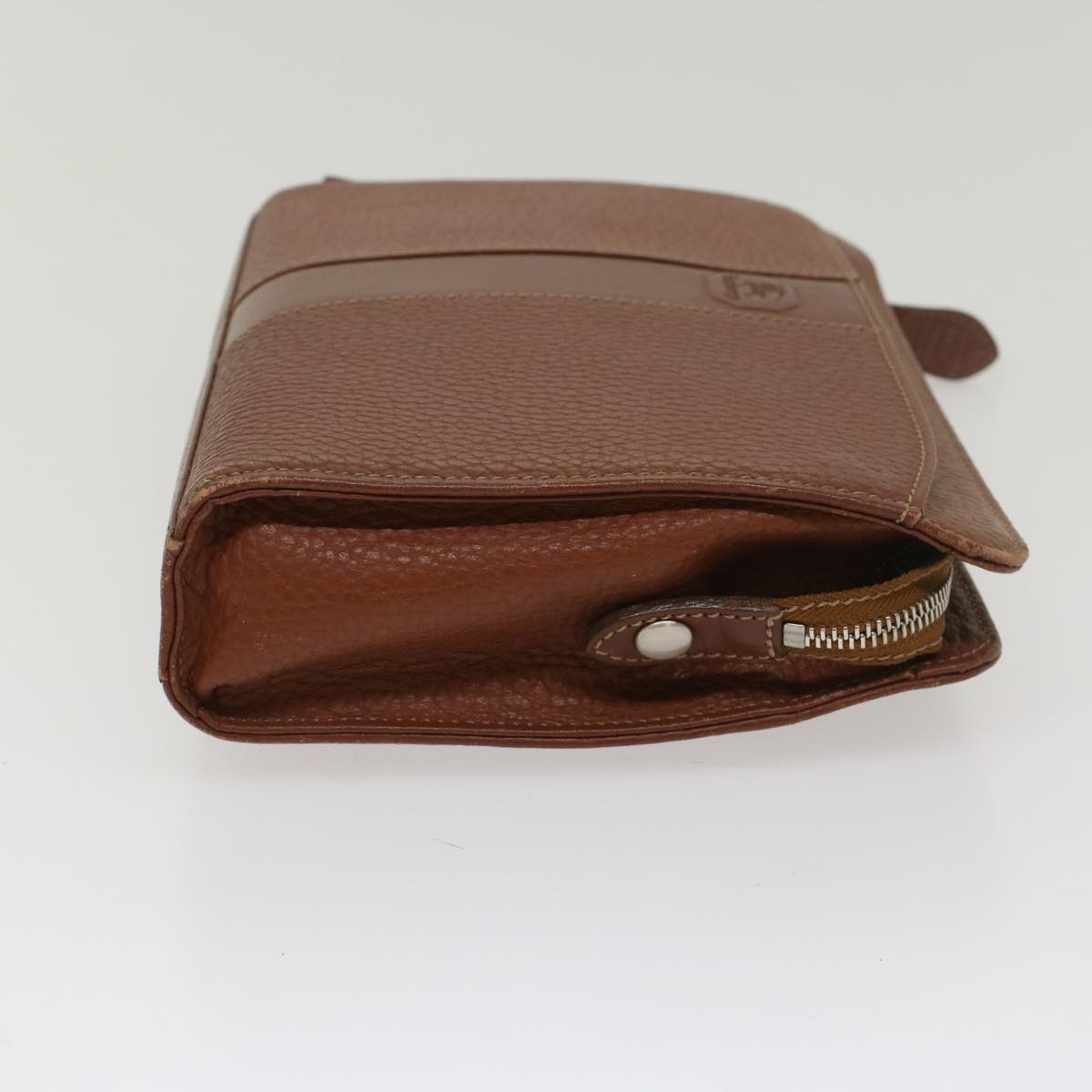 BURBERRYSs Clutch Bag Leather Brown Auth bs8539