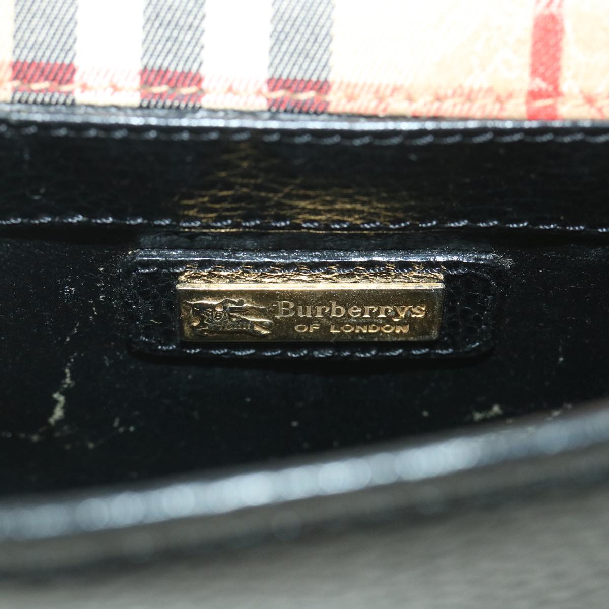 BURBERRYSs Clutch Bag Leather Black Auth bs8730