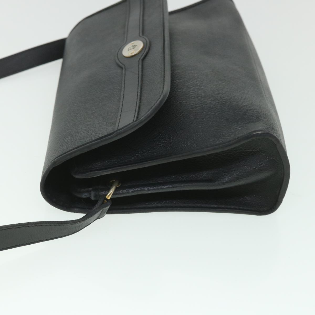 CHRISTIAN DIOR Honeycomb Canvas Shoulder Bag PVC Leather Black Auth bs8977