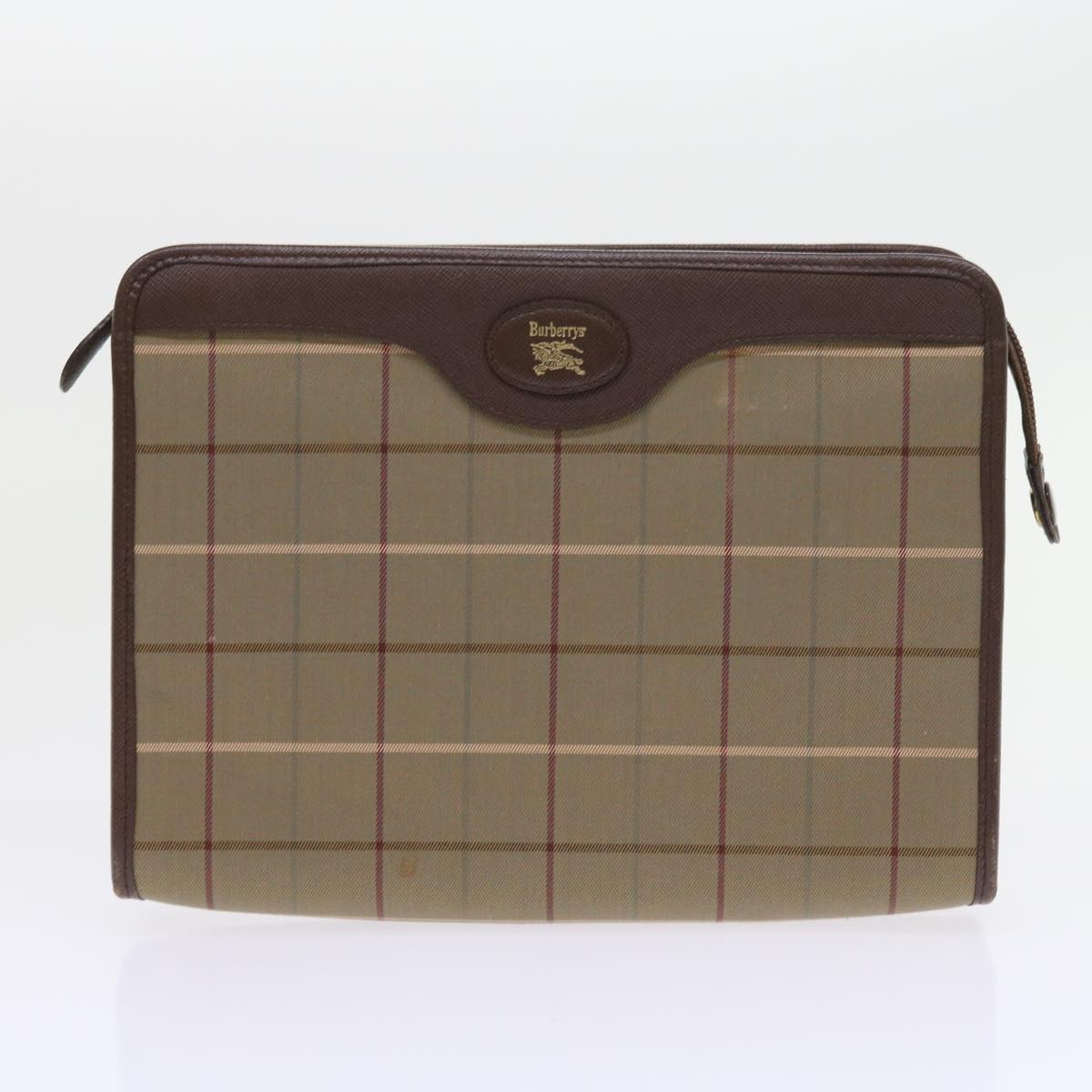 BURBERRYSs Nova Check Clutch Bag Canvas 2Set Brown Auth bs8985