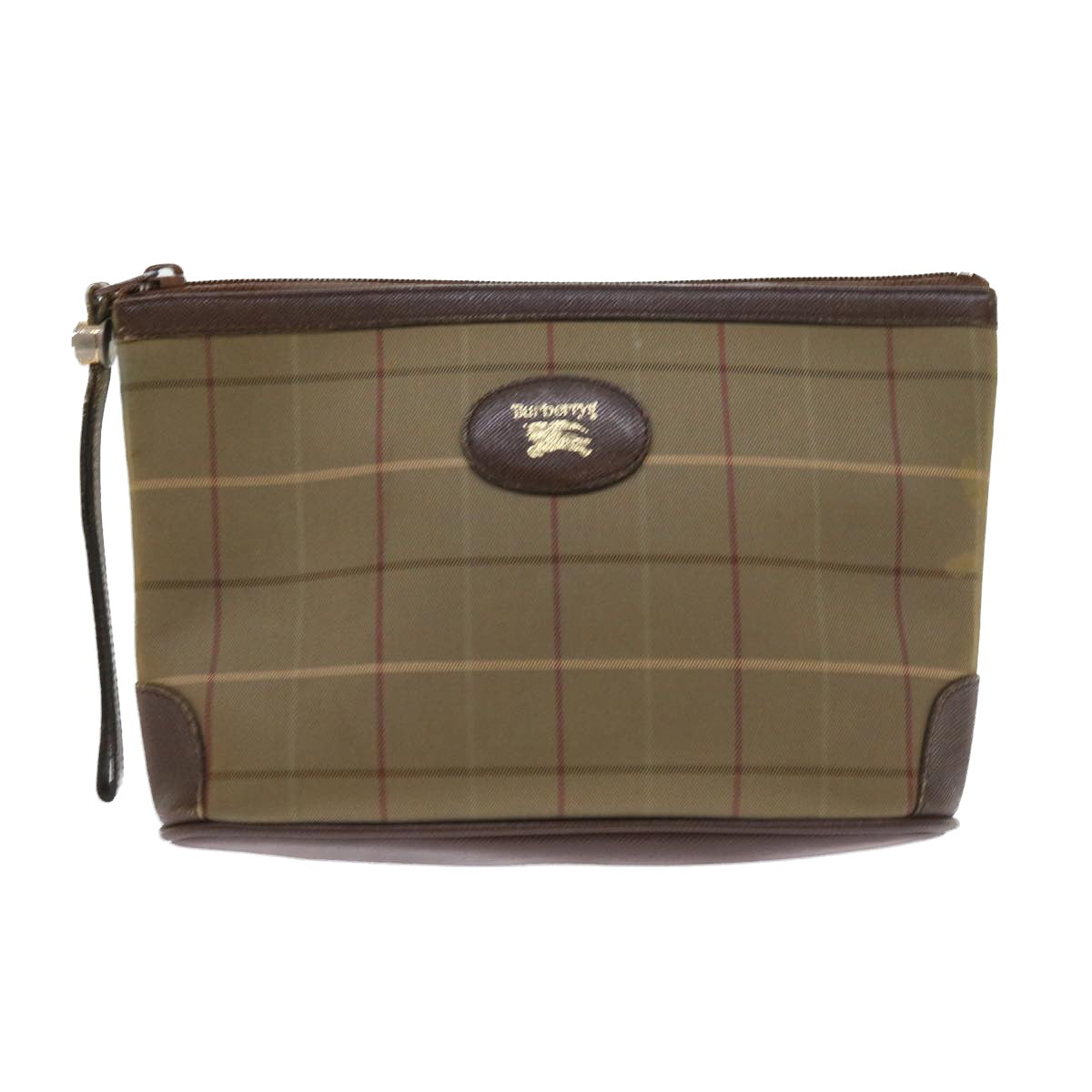 BURBERRYSs Nova Check Clutch Bag Canvas 2Set Brown Auth bs8985