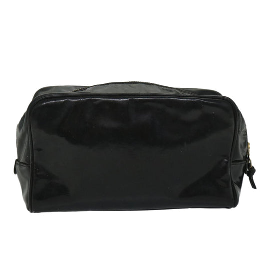 CHANEL Clutch Bag Patent leather Black CC Auth bs9031