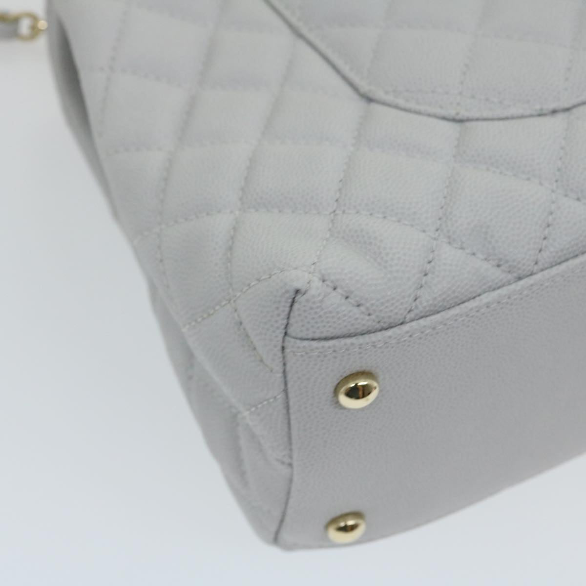 Top Quality Chanel Matelasse Chain Shoulder Hand Bag Caviar Skin 2way White CC Auth bs910A