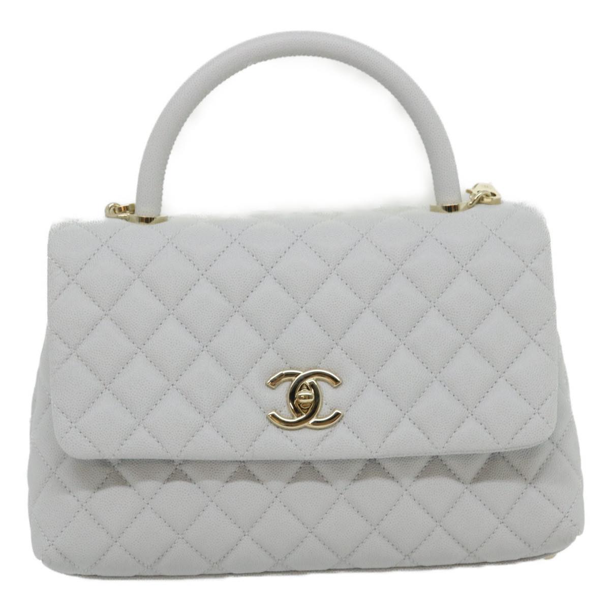 Top Quality Chanel Matelasse Chain Shoulder Hand Bag Caviar Skin 2way White CC Auth bs910A