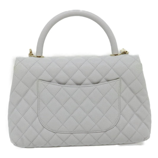 CHANEL Matelasse Chain Shoulder Hand Bag Caviar Skin 2way White CC Auth bs910A
