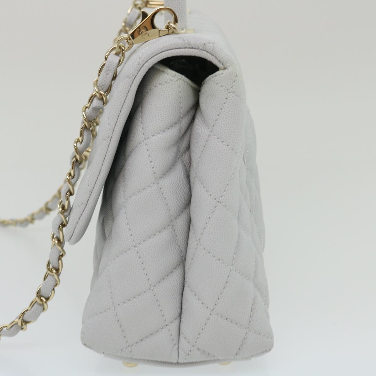 Top Quality Chanel Matelasse Chain Shoulder Hand Bag Caviar Skin 2way White CC Auth bs910A