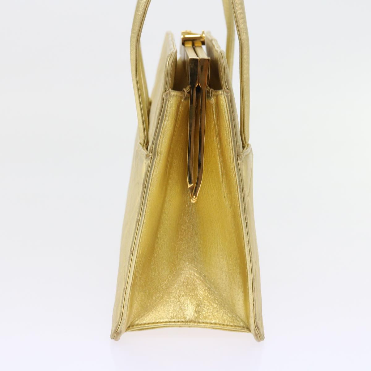 CHANEL Hand Bag Lamb Skin Gold Tone CC Auth bs9172