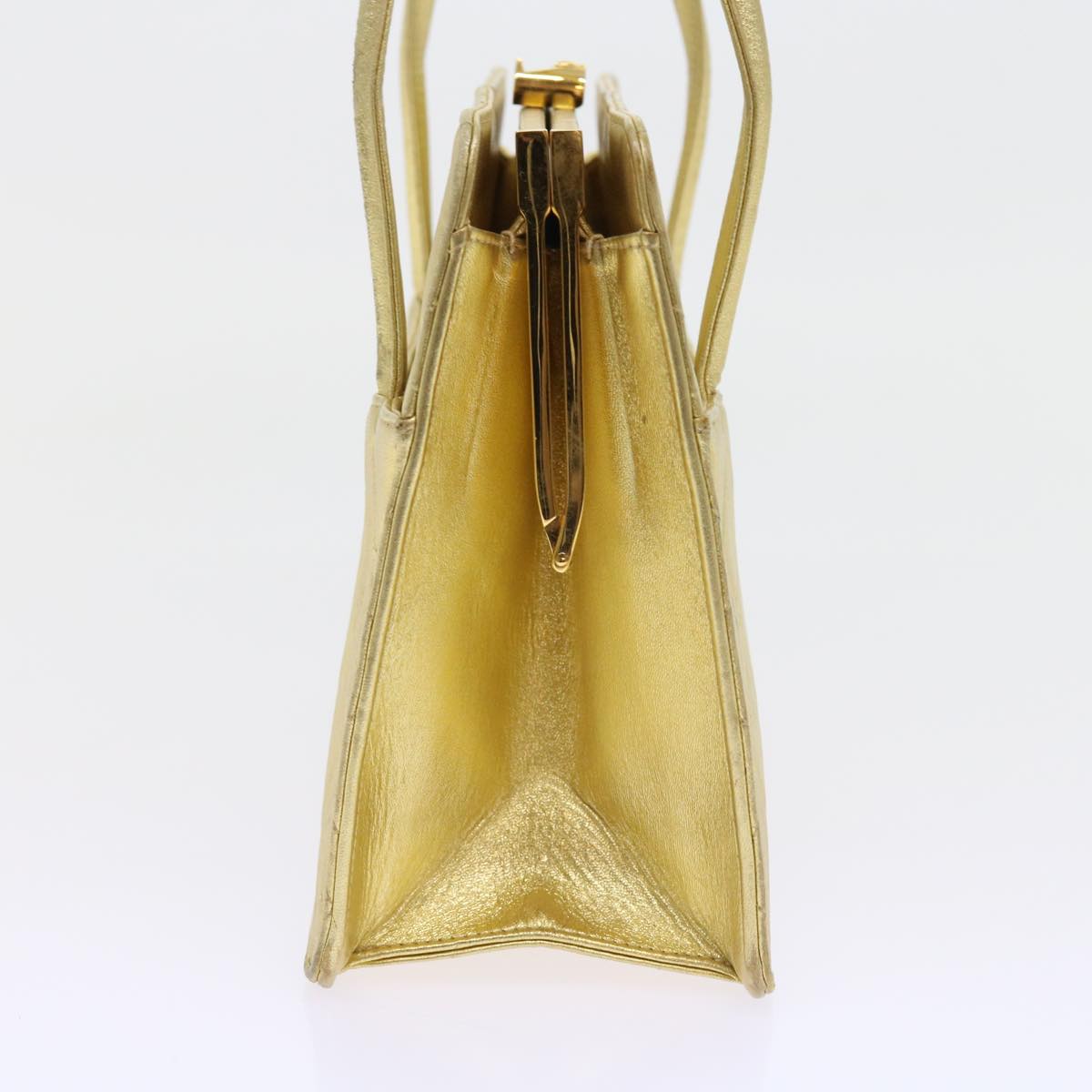 Top Quality Chanel Hand Bag Lamb Skin Gold Tone CC Auth bs9172