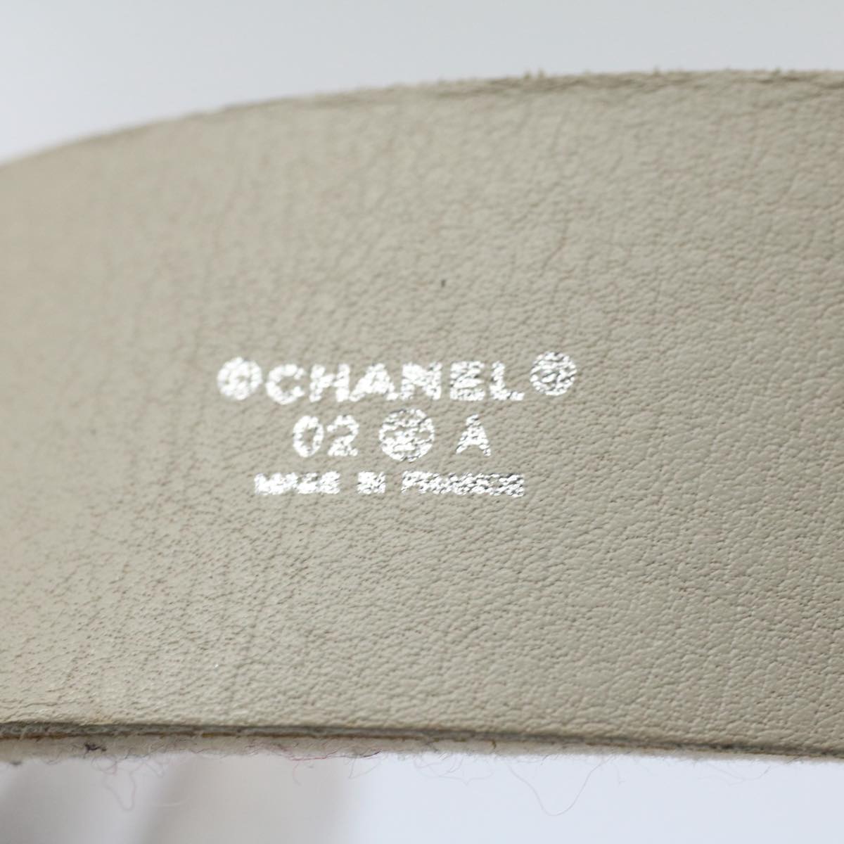 CHANEL Pearl Belt Wool 80/32 37.4" White CC Auth bs9177