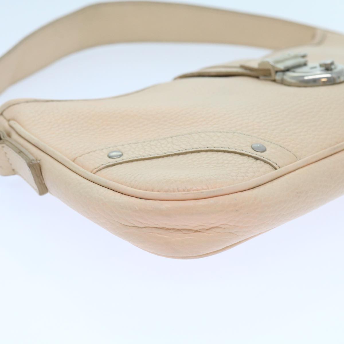 BURBERRY Shoulder Bag Leather Beige T-04-02 Auth bs9232