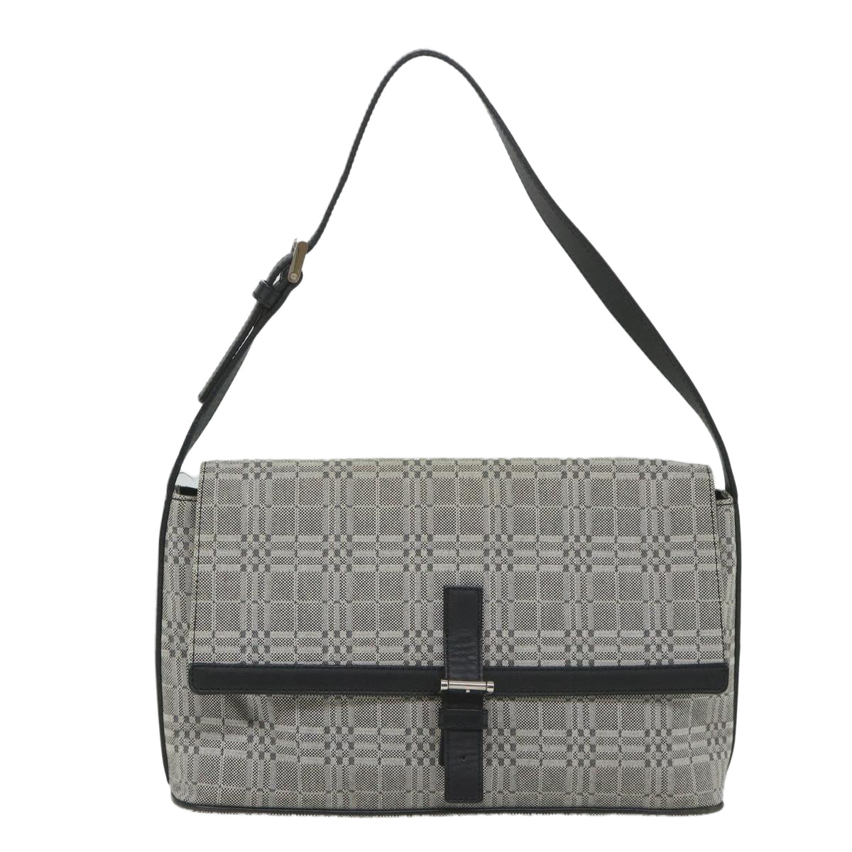 BURBERRY Shoulder Bag Canvas Gray Auth bs9261