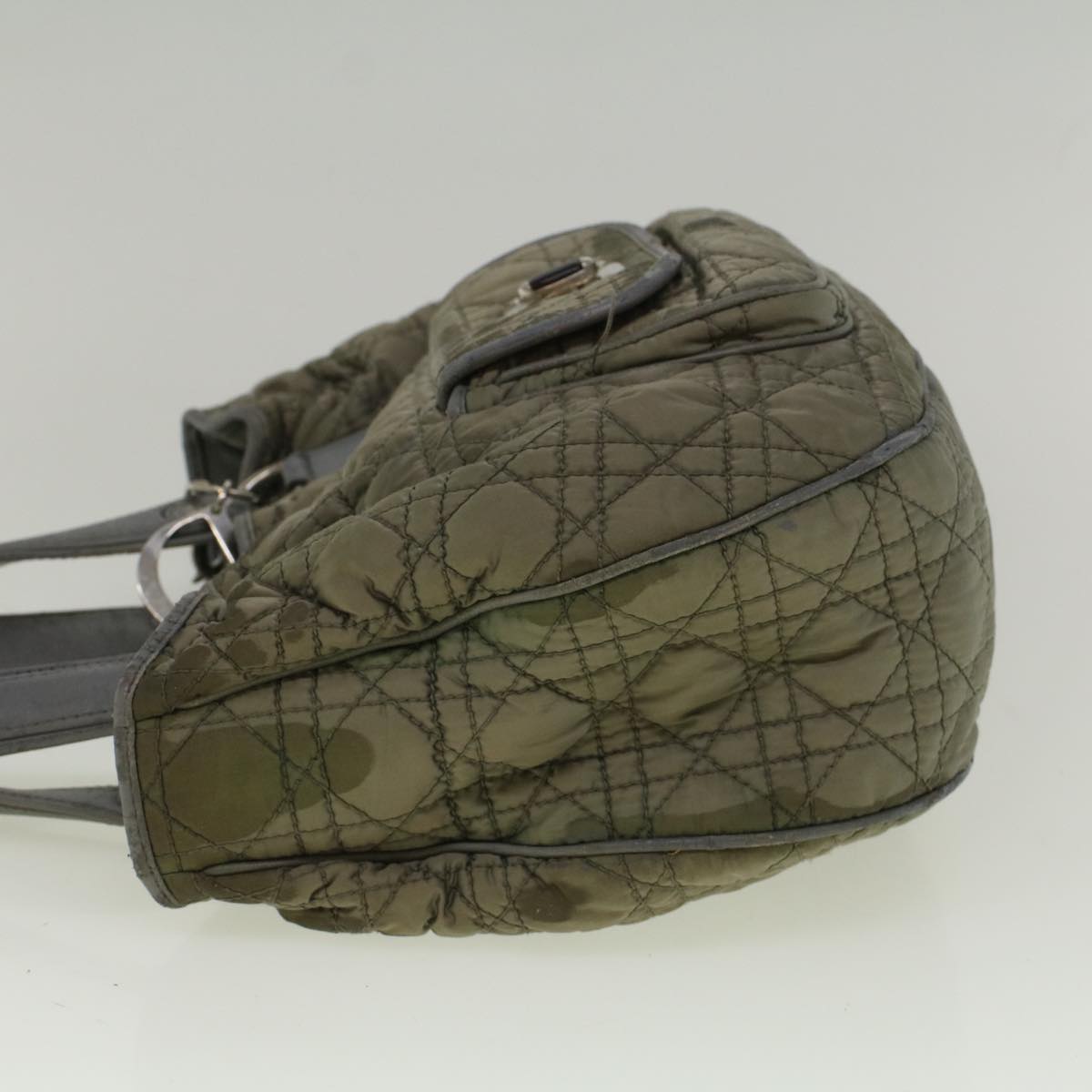 CHRISTIAN DIOR Canage Hand Bag Nylon Gray Auth bs9378