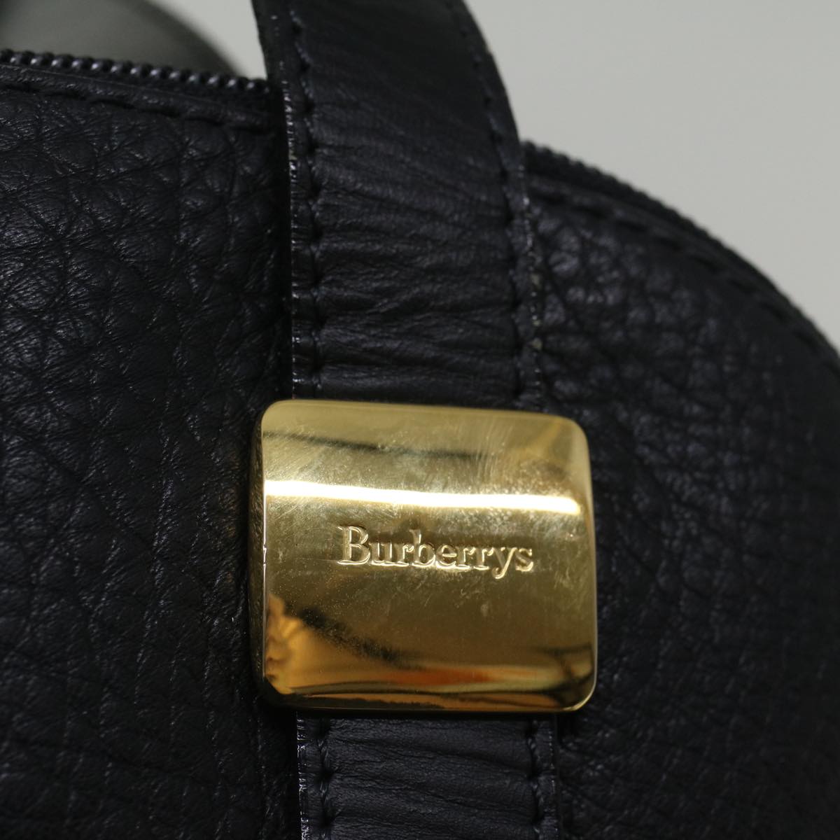 BURBERRYSs Hand Bag Leather Black Auth bs9530