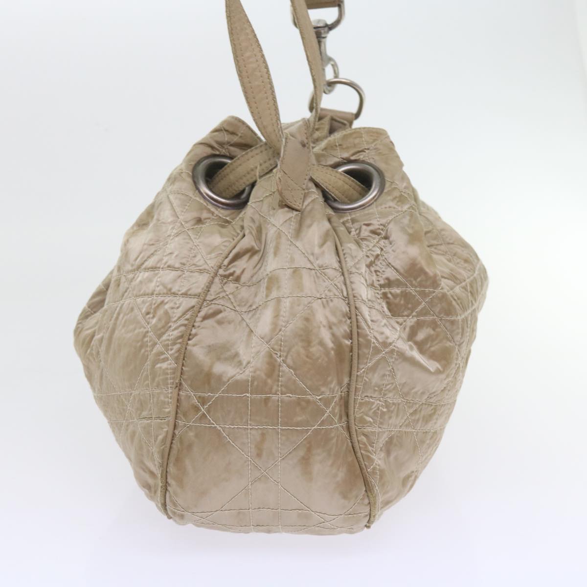 CHRISTIAN DIOR Canage Shoulder Bag Nylon Beige Auth bs9710