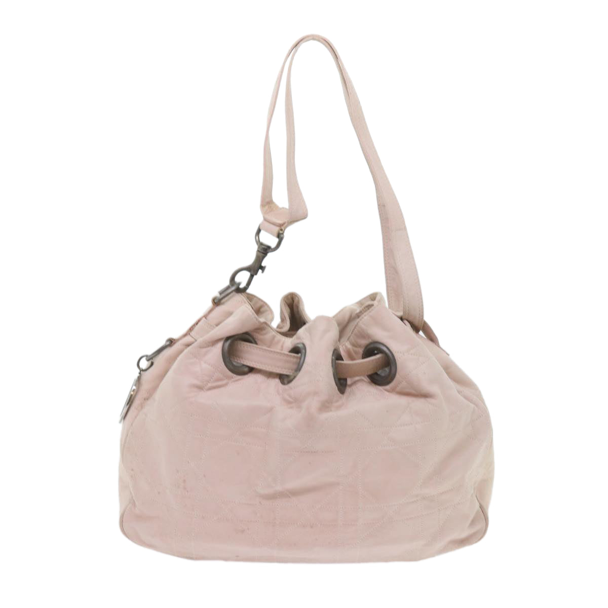 CHRISTIAN DIOR Canage Shoulder Bag Leather Pink Auth bs9711