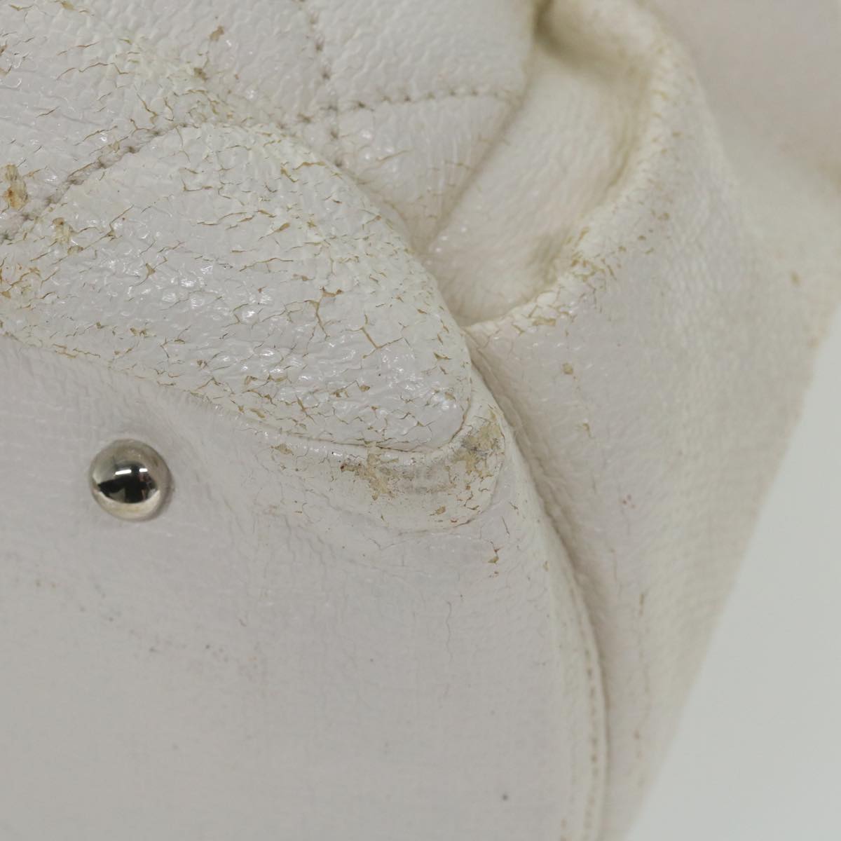 CHANEL Paris Biarritz Tote Bag Coated Canvas White CC Auth bs9935