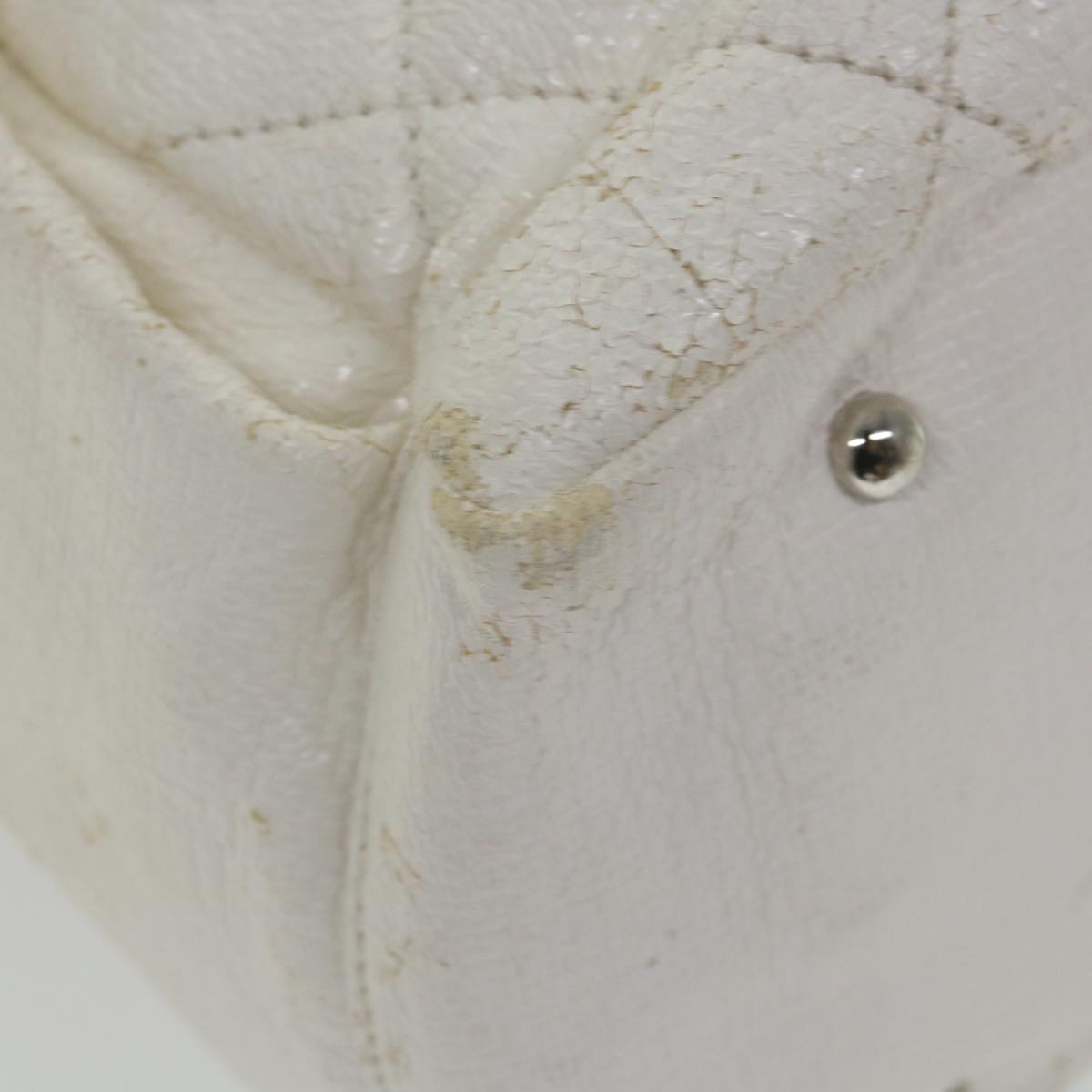 CHANEL Paris Biarritz Tote Bag Coated Canvas White CC Auth bs9935