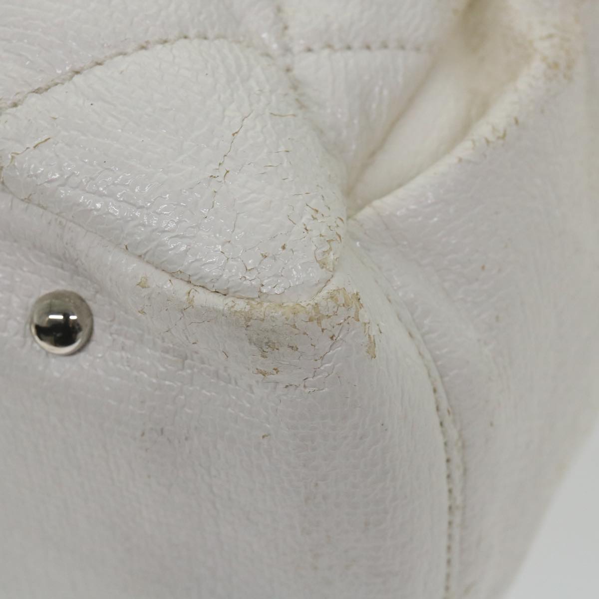 CHANEL Paris Biarritz Tote Bag Coated Canvas White CC Auth bs9935