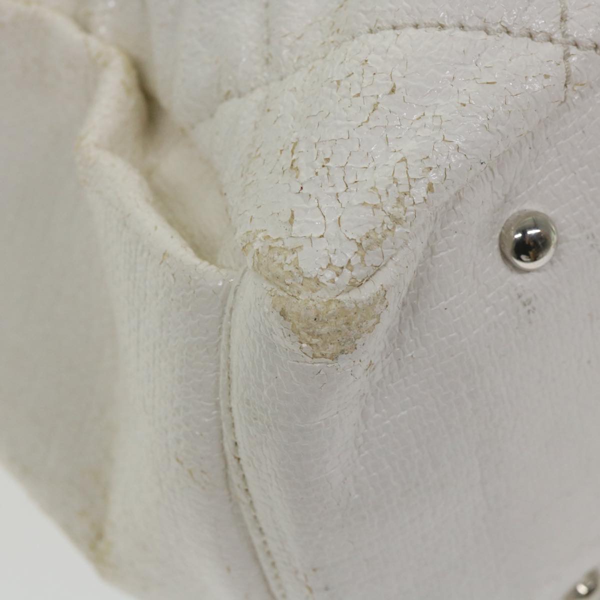 CHANEL Paris Biarritz Tote Bag Coated Canvas White CC Auth bs9935