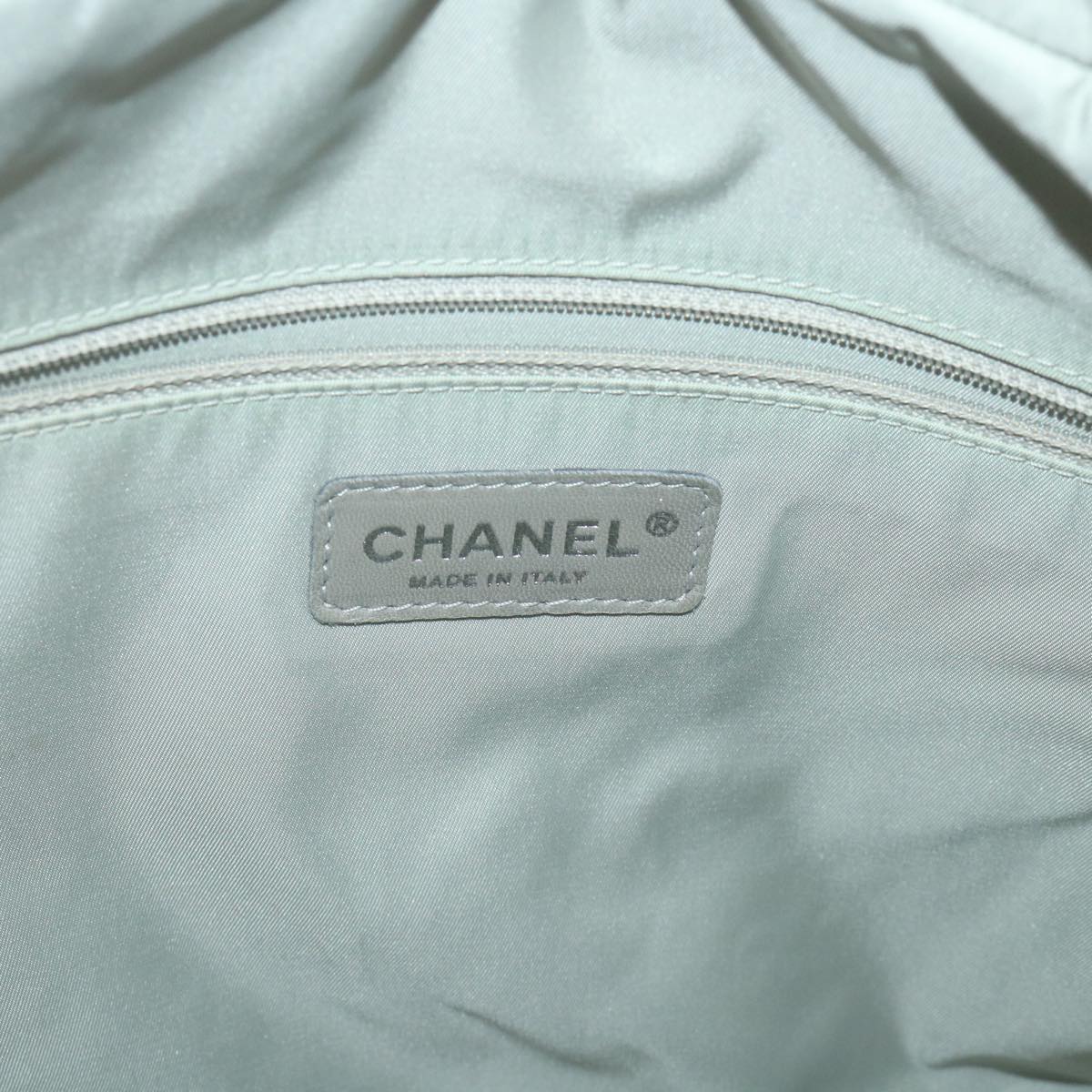 CHANEL Paris Biarritz Tote Bag Coated Canvas White CC Auth bs9935