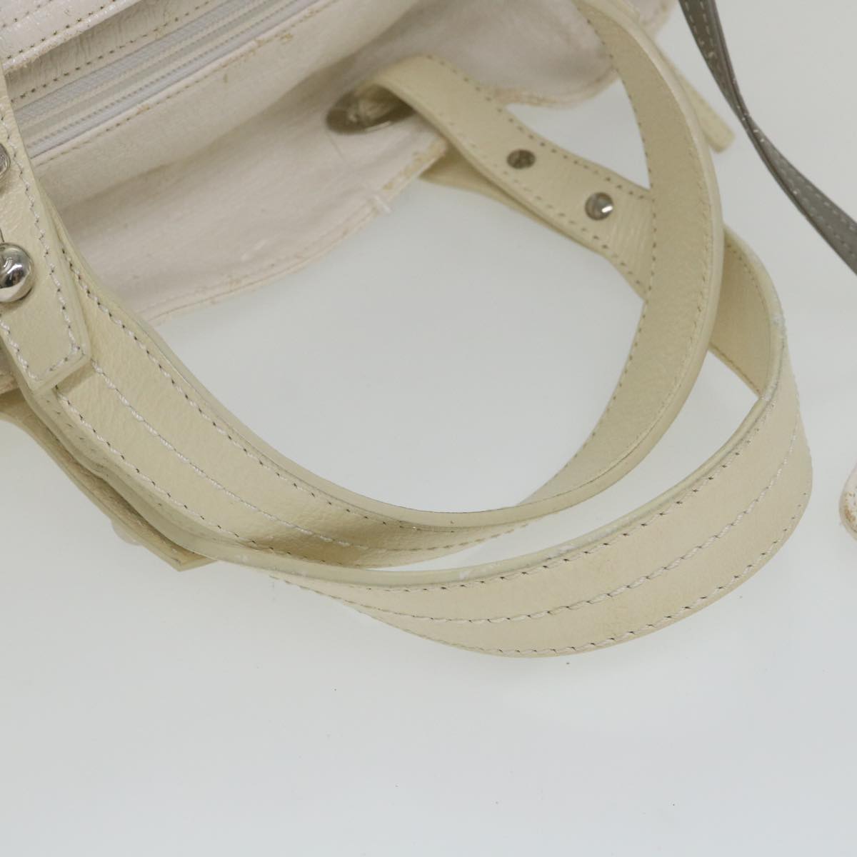 CHANEL Paris Biarritz Tote Bag Coated Canvas White CC Auth bs9935