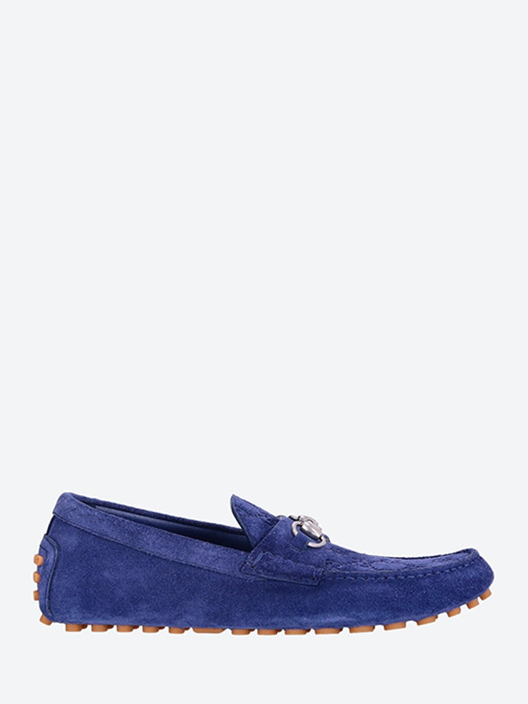 Gucci Men Byorn Driver Suede Gg Loafers