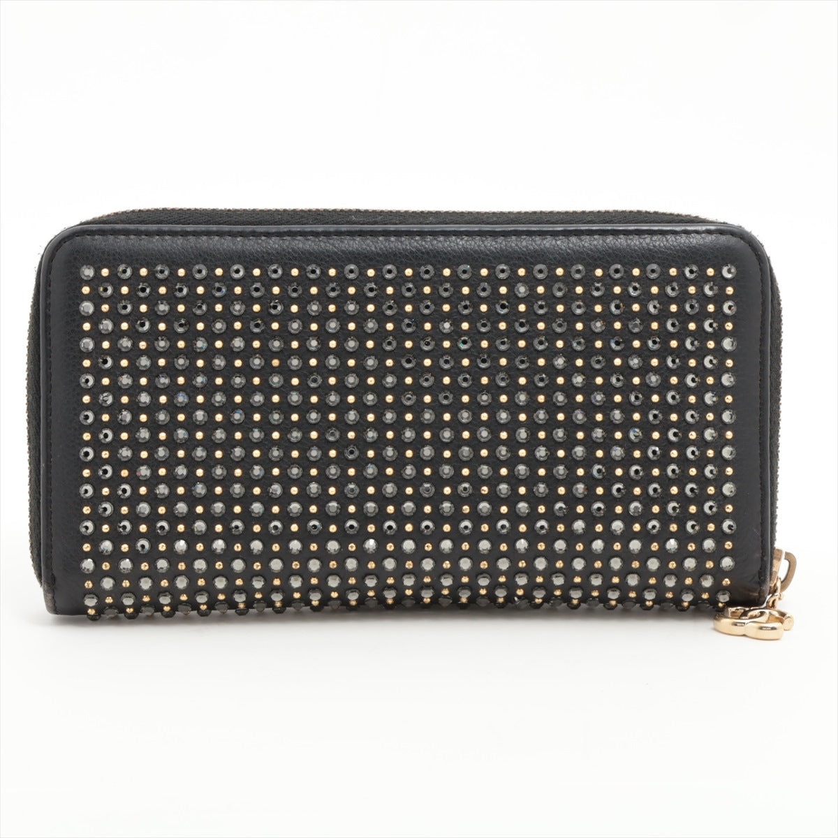 Chanel Coco Charm Leather x Stalls Round  Wallet Black Gold