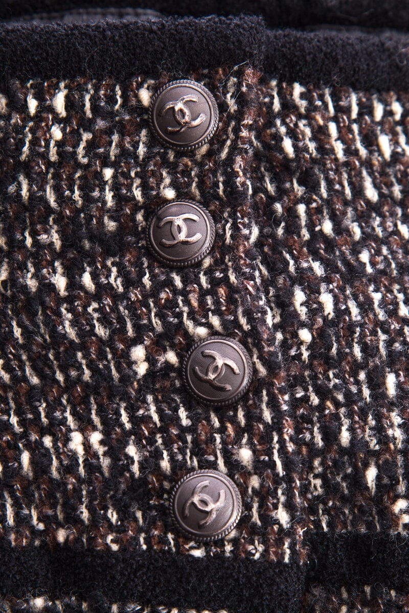 Chanel FW '06  Black & Brown Tweed Mini Skirt SZ 36