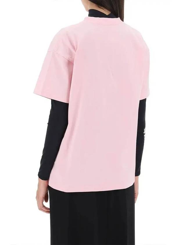 Luxury Balenciaga  College 1917 Print Short Sleeve T-Shirt Pink
