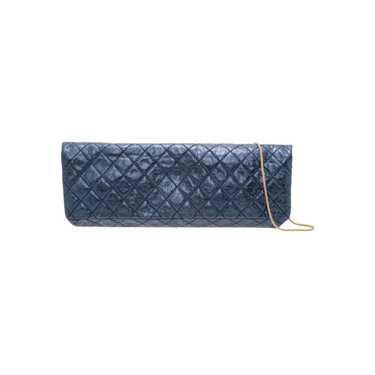 CHANEL East West Metallic Blue Quilted Leather