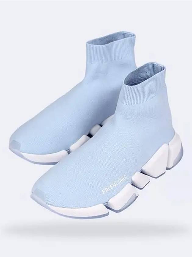 Luxury Balenciaga  Speedrunner Knit High Top Sneakers Blue