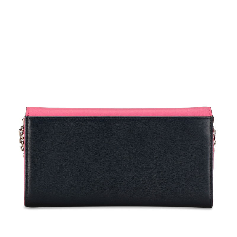 Dior Long Wallet Chain Wallet Pink Navy Leather  Dior ()