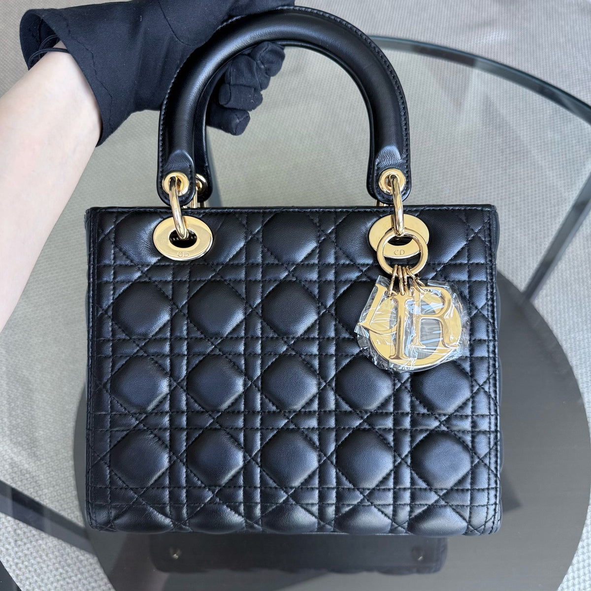 Dior Lady Medium - Cannage Lambskin Black Gold Hardware