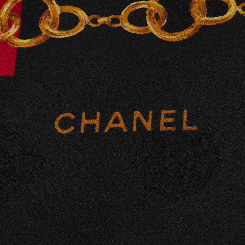 Chanel Cocomark Chain carf Black Red Multicolor Silk  Chanel